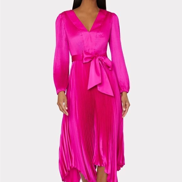 NWT MILLY Liora Satin Pleated Dress-E15 - Picture 1 of 9